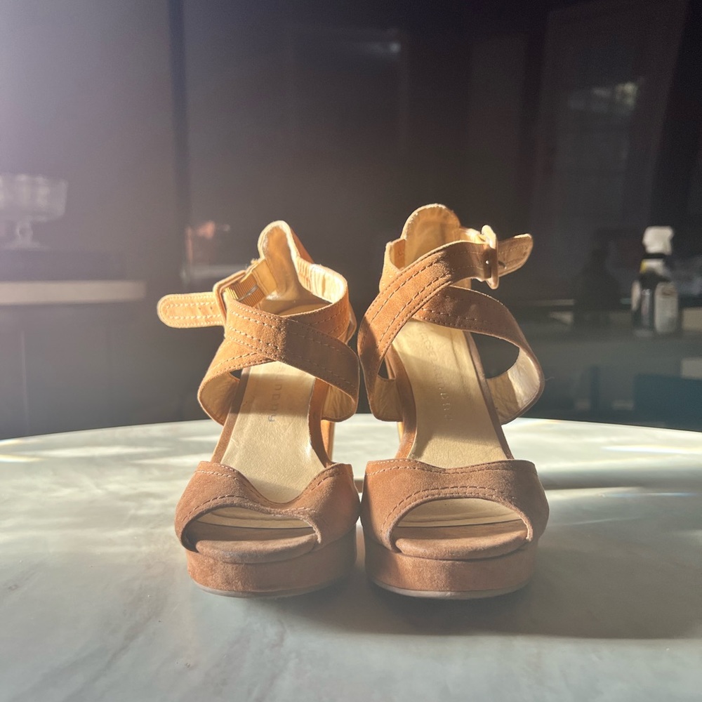 Chinese Launday Brown Suede Chunky Heel Size 7